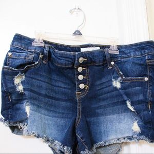 Short short fade dark blue jeans 14